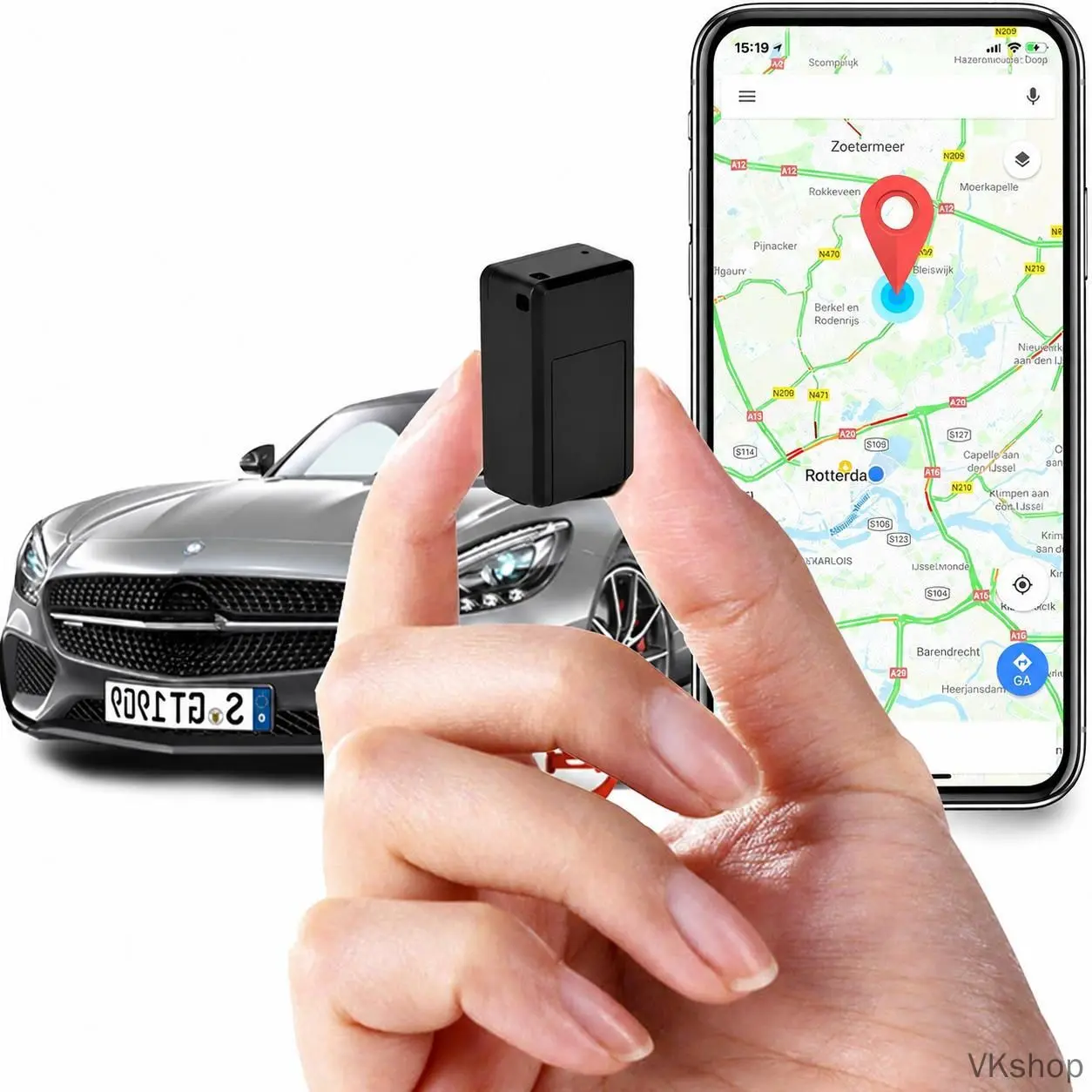 یک نمونه از ردیابهای خودرو با نمایشگر دیجیتال و آنتن داخلی