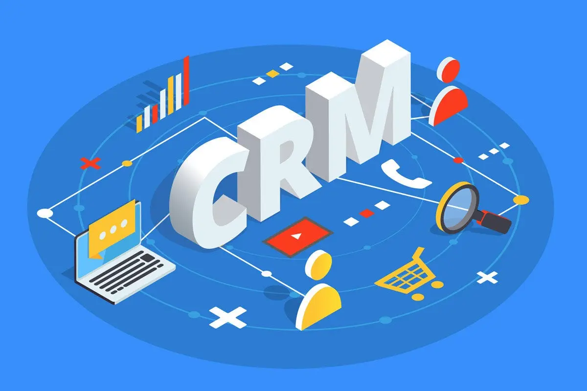 نمایی از داشبورد CRM برای تجارت الکترونیک با نمودارهای فروش و مشتریان فعال