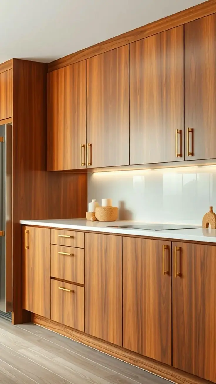 نمونهای از کابینتهای چوبی با طراحی کلاسیک و جزئیات زیبا