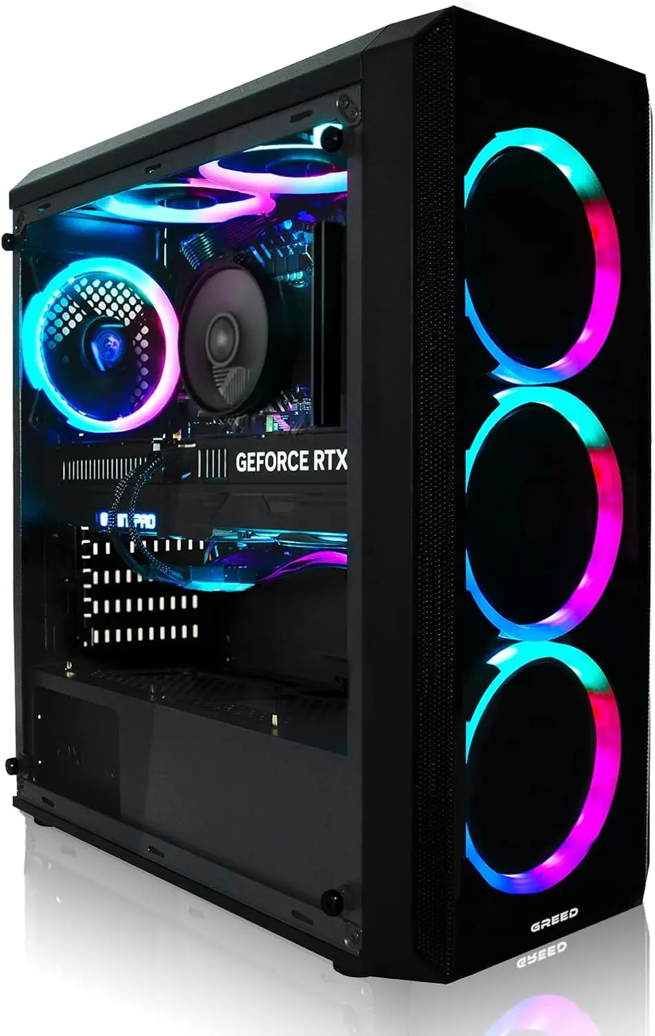 کامپیوتر گیمینگ با طراحی مدرن و نورپردازی RGB