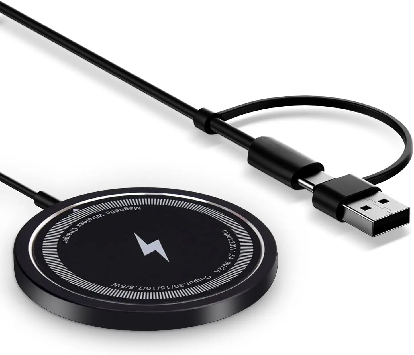 شارژر بی‌سیم با طراحی مدرن و پورت USB برای شارژ همزمان دستگاه‌های مختلف
