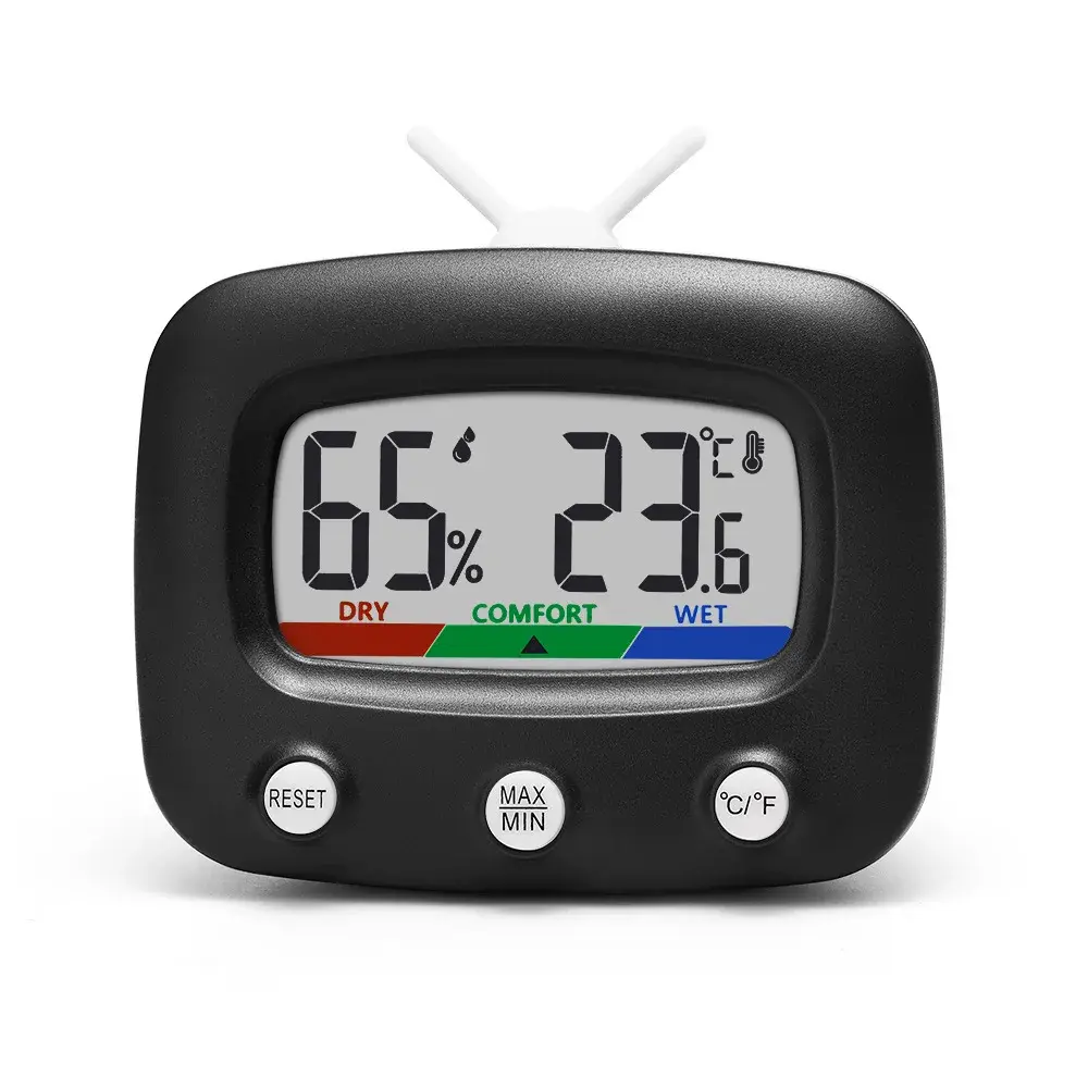 نمونه دماسنج دیجیتال محیط با نمایشگر LCD و دکمه‌های کنترل
