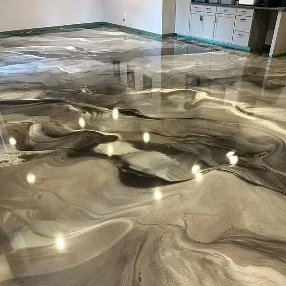 نمونهای از کفپوش اپوکسی با طرح سهبعدی در محیط خانگی