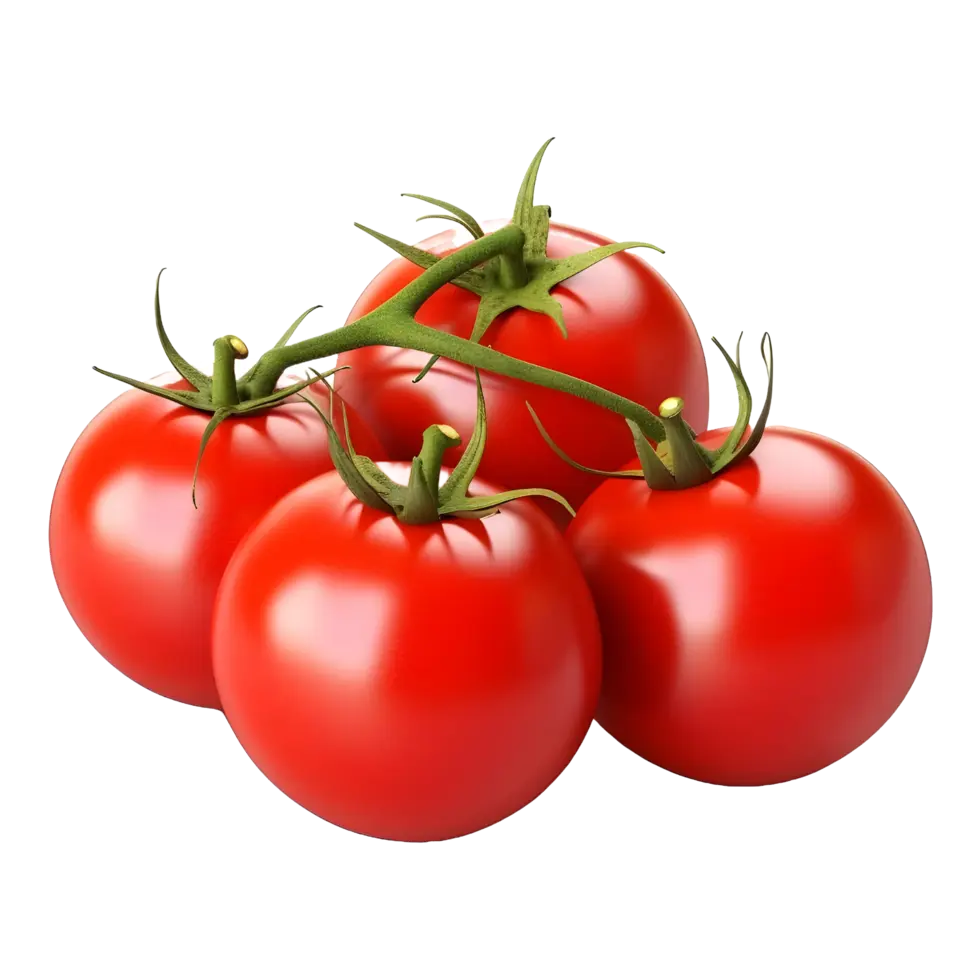 گوجه فرنگیهای تازه و سالم روی زمینه شفاف