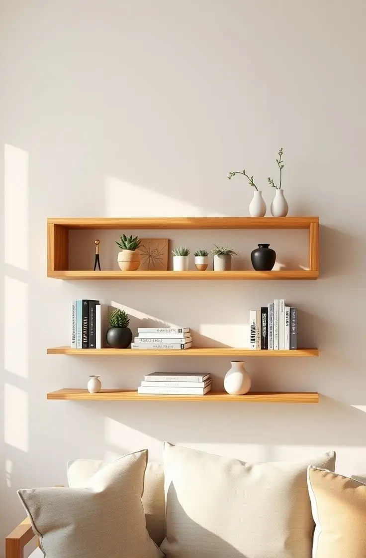 کتابخانه دیواری فلزی با طراحی صنعتی و خطوط ساده