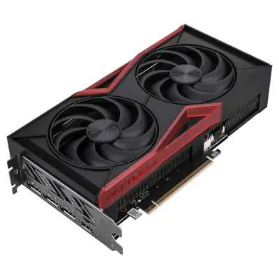 نمونهای از کارت گرافیک برند NVIDIA با طراحی دوکی و رنگهای متنوع
