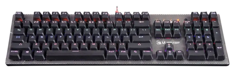 یک نمونه کیبورد گیمینگ مکانیکی با سوئیچ‌های مختلف و نورپردازی RGB