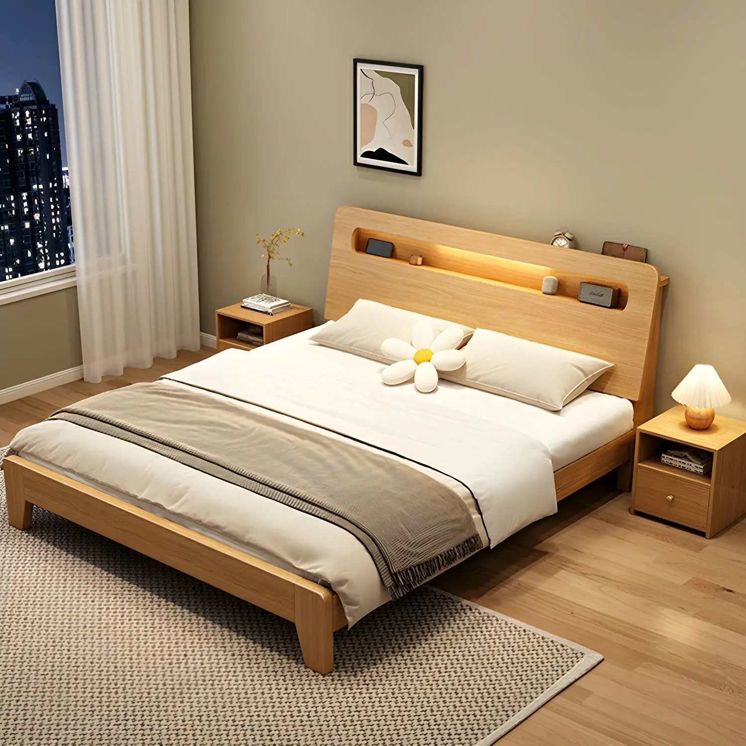 مبل تخت خواب مدرن با طراحی ساده و خطوط تمیز