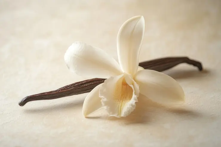 گل وانیل با نور طبیعی و سطح خنثی