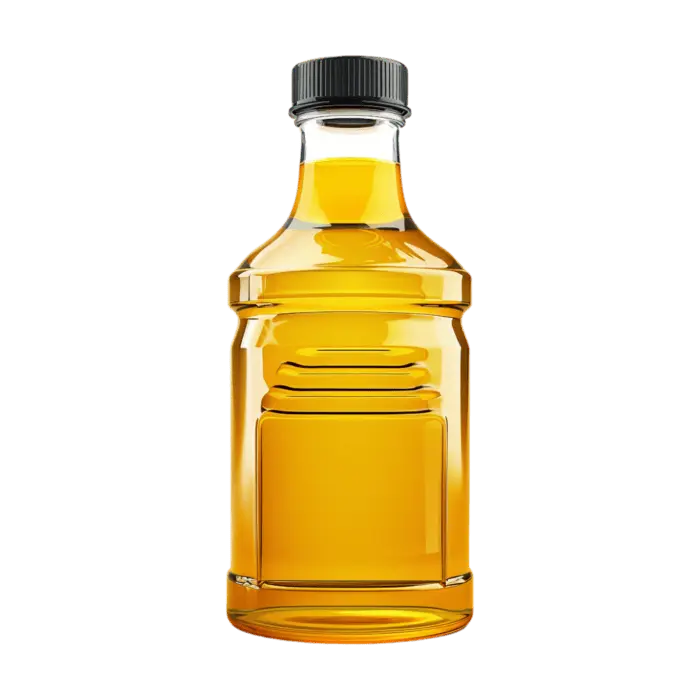 بطری پلاستیکی شفاف روغن با پس‌زمینه شفاف