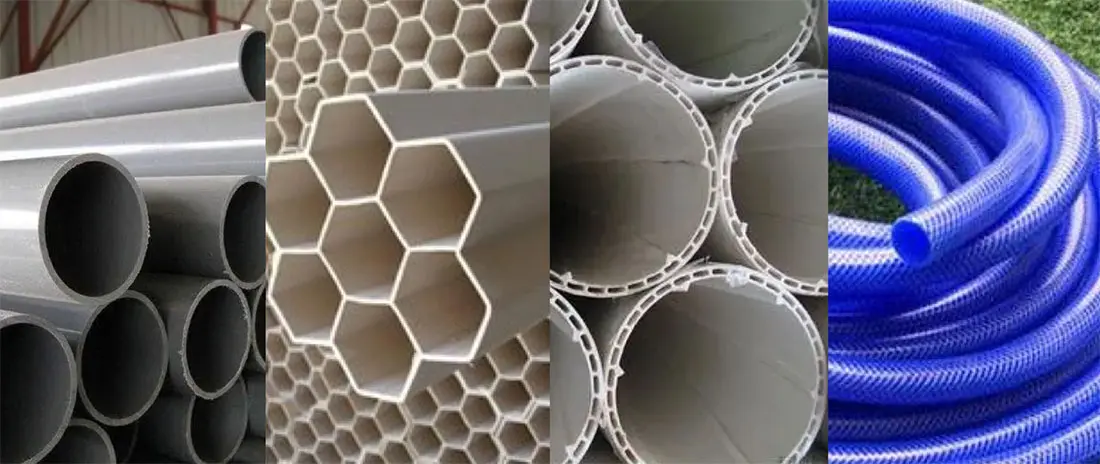 لوله‌های PVC در یک انبار مواد ساختمانی با بسته‌بندی‌های مختلف