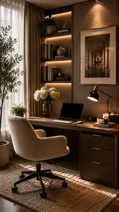 یک نمونه از دفتر کوچک با سازماندهی مناسب و استفاده از رنگهای آرامشبخش