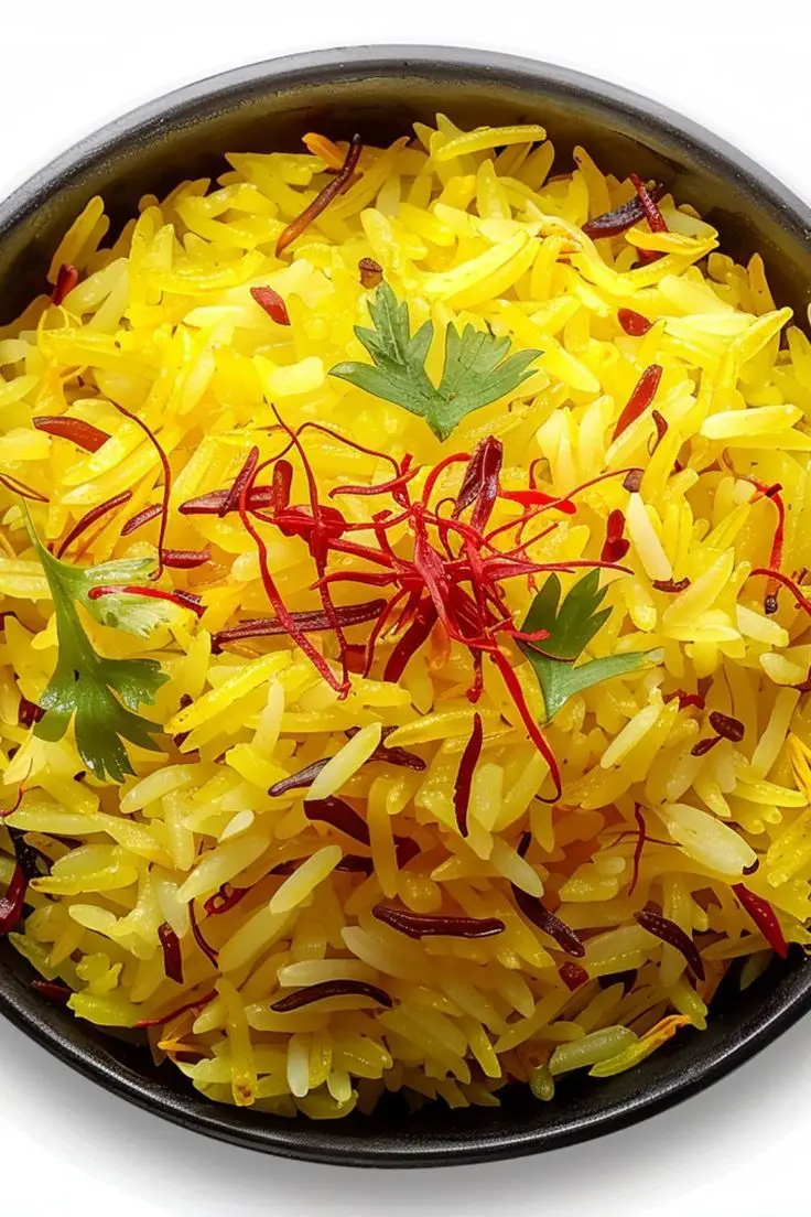 برنج پخته شده با سبزیجات و مرغ