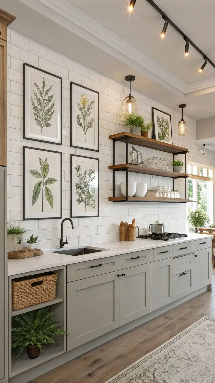 کابینت‌های چوبی با جزئیات فلزی و گچبری