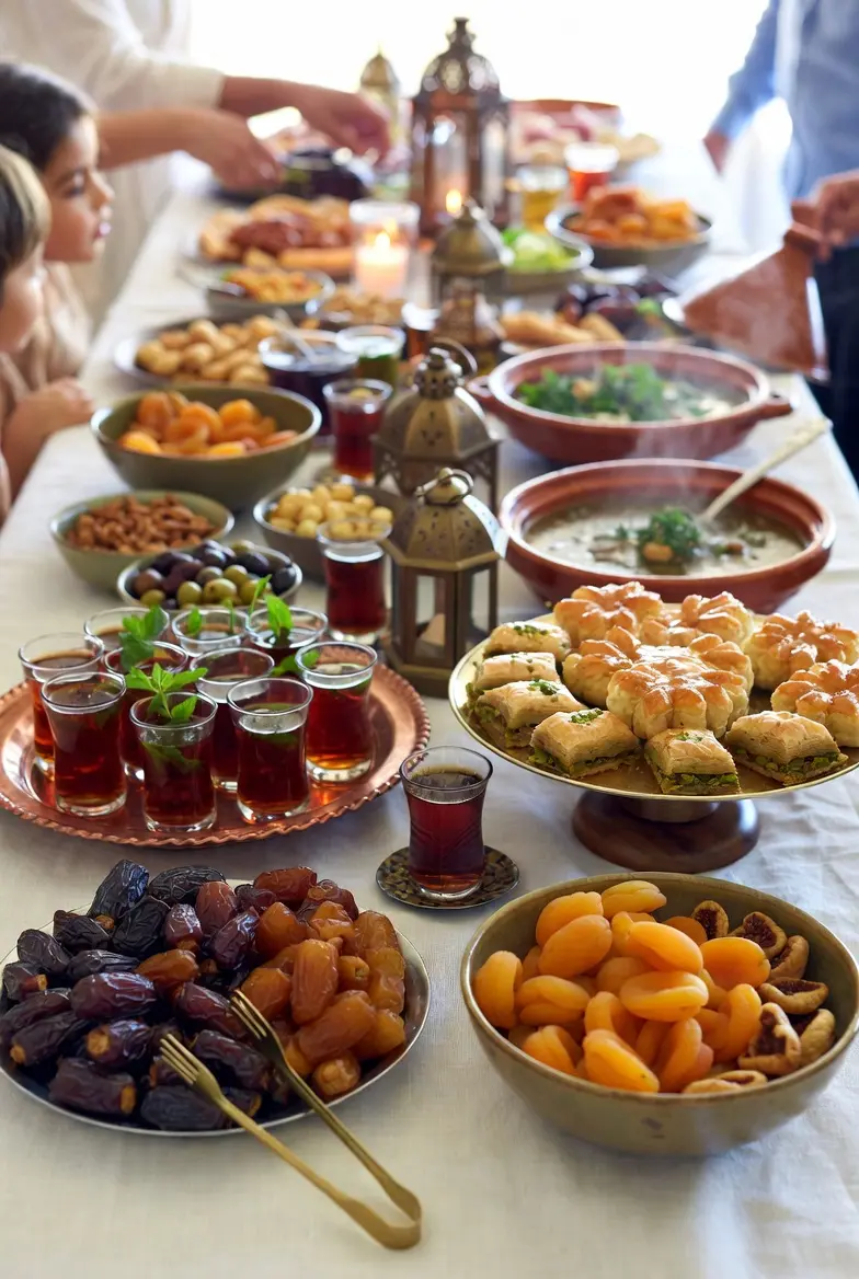 سفره افطار با غذاهای سنتی و مدرن