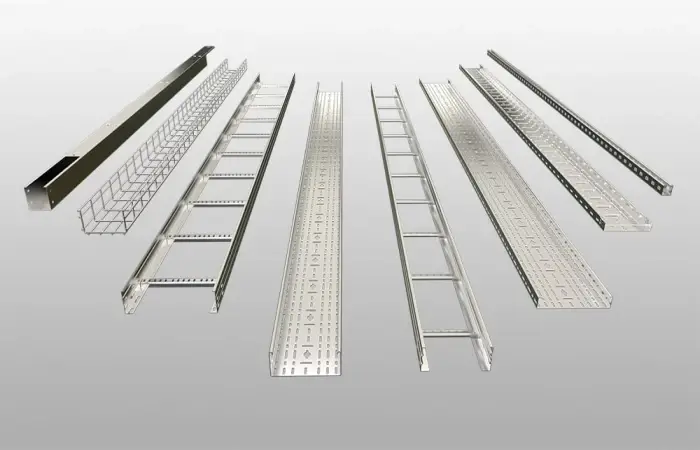 نصب سینی کابل در یک محیط صنعتی با کابلهای برق و ارتباطی