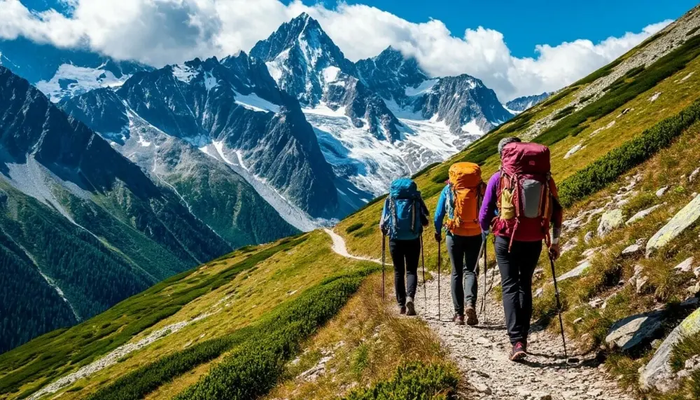 یک مسیر کوهستانی با درختان و گیاهان بومی که نشان‌دهنده زیبایی و حساسیت طبیعت است