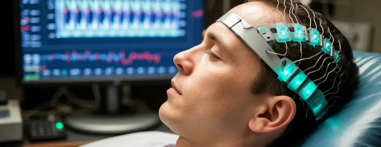 دستگاه EEG در حال ثبت فعالیت الکتریکی مغز یک بیمار
