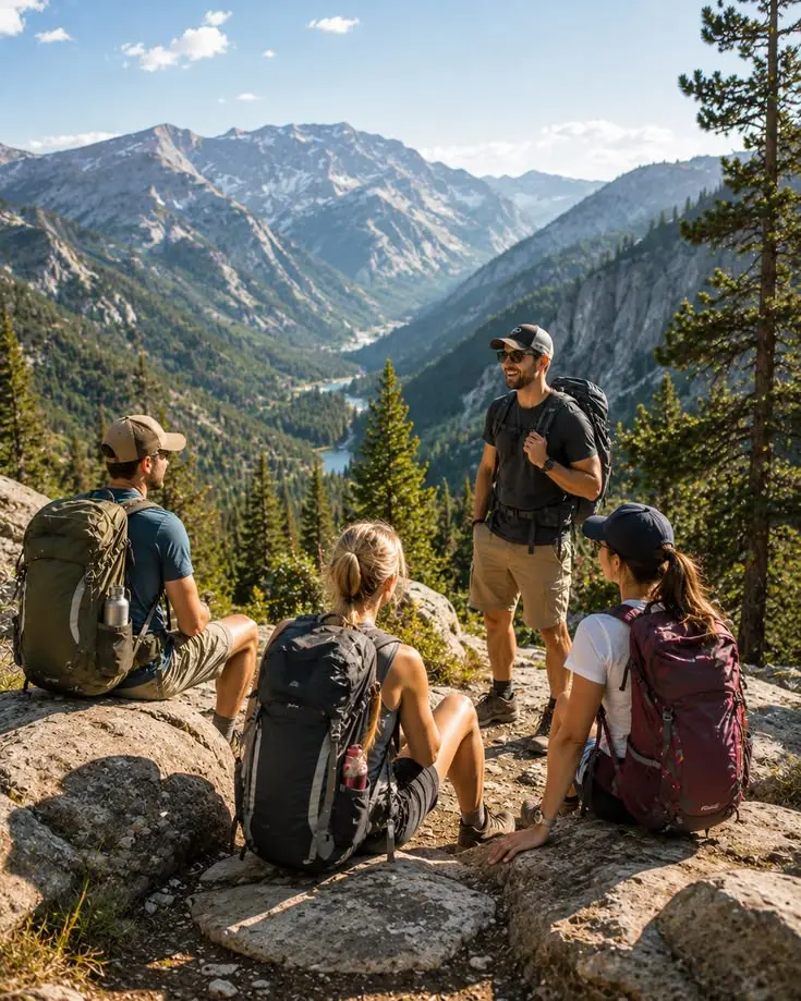 پیادهروی در جنگل با نور خورشید صبحگاهی