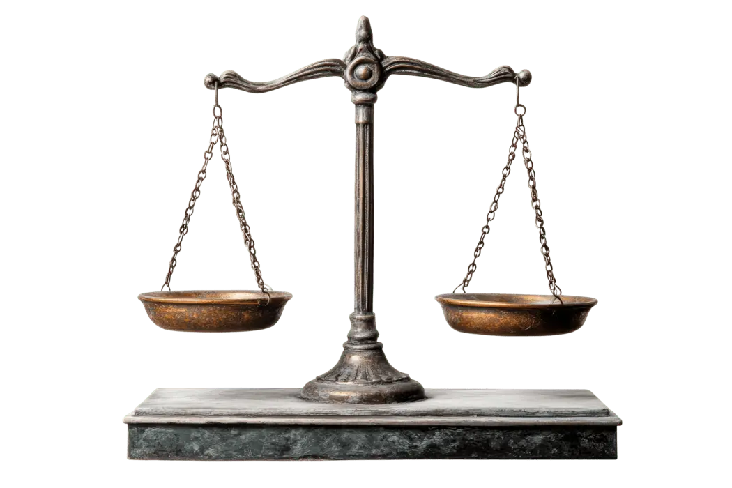 ترازو کلاسیک با دو کاسه، نماد تعادل بین فعالیتها