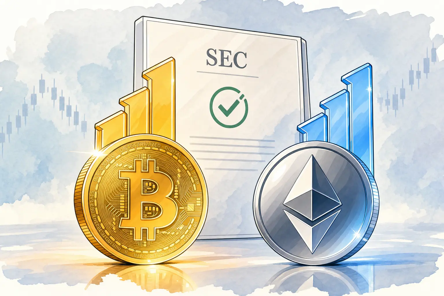 نمودار مقایسه عرضه بیتکوین و اتریوم در طول زمان