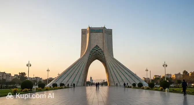 نمای بیرونی برج آزادی در تهران با طراحی مدرن و منحصر به فرد