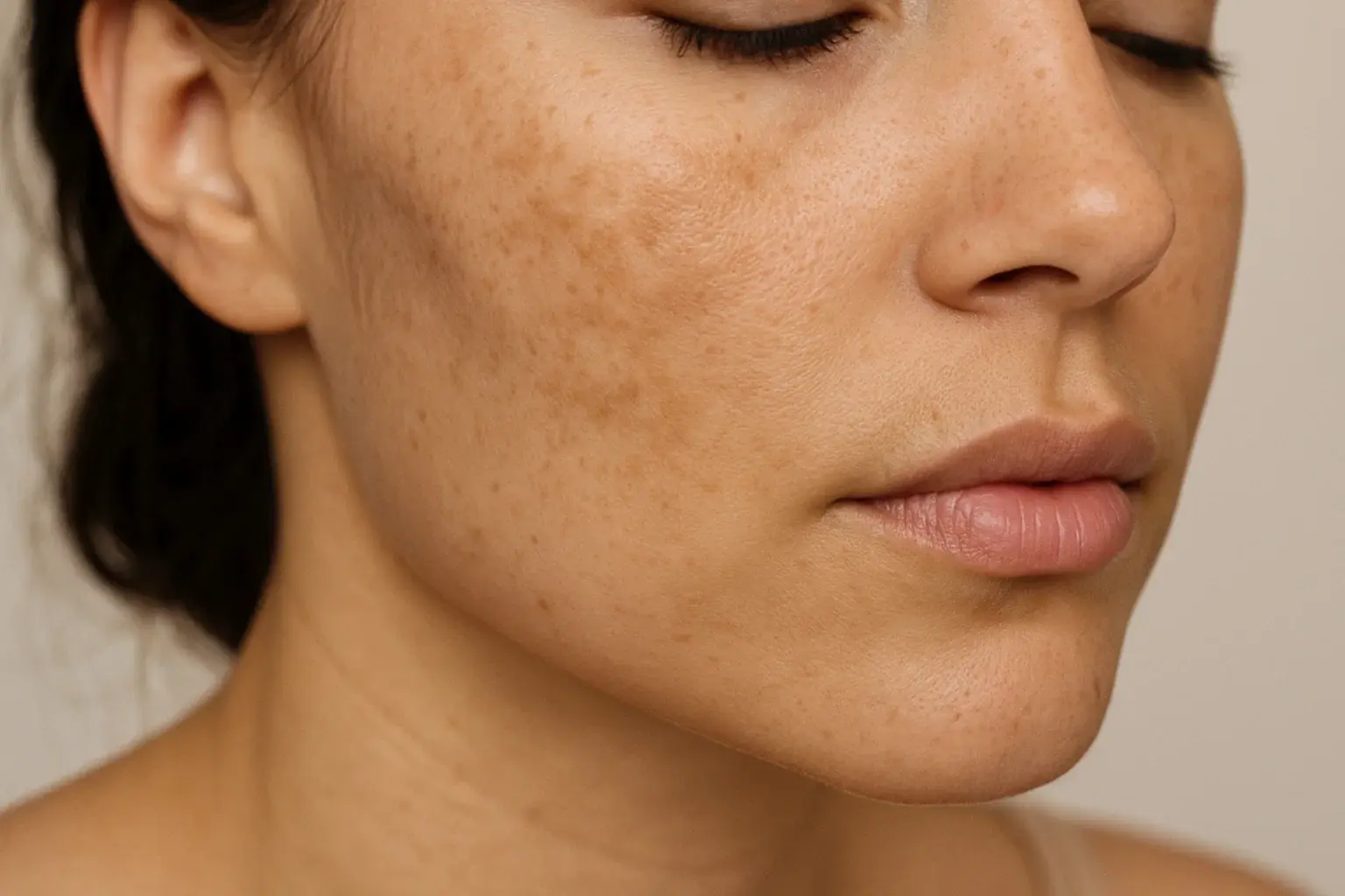 لکههای تیره پوستی در ناحیه صورت به دلیل افزایش رنگدانه