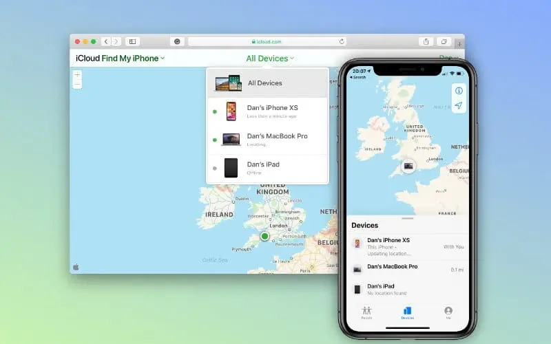 نمای صفحه Lost Mode در سرویس Find My برای قفل کردن دستگاه از راه دور