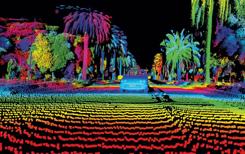 نمونهای از دادههای سهبعدی تولید شده توسط دستگاه LiDAR