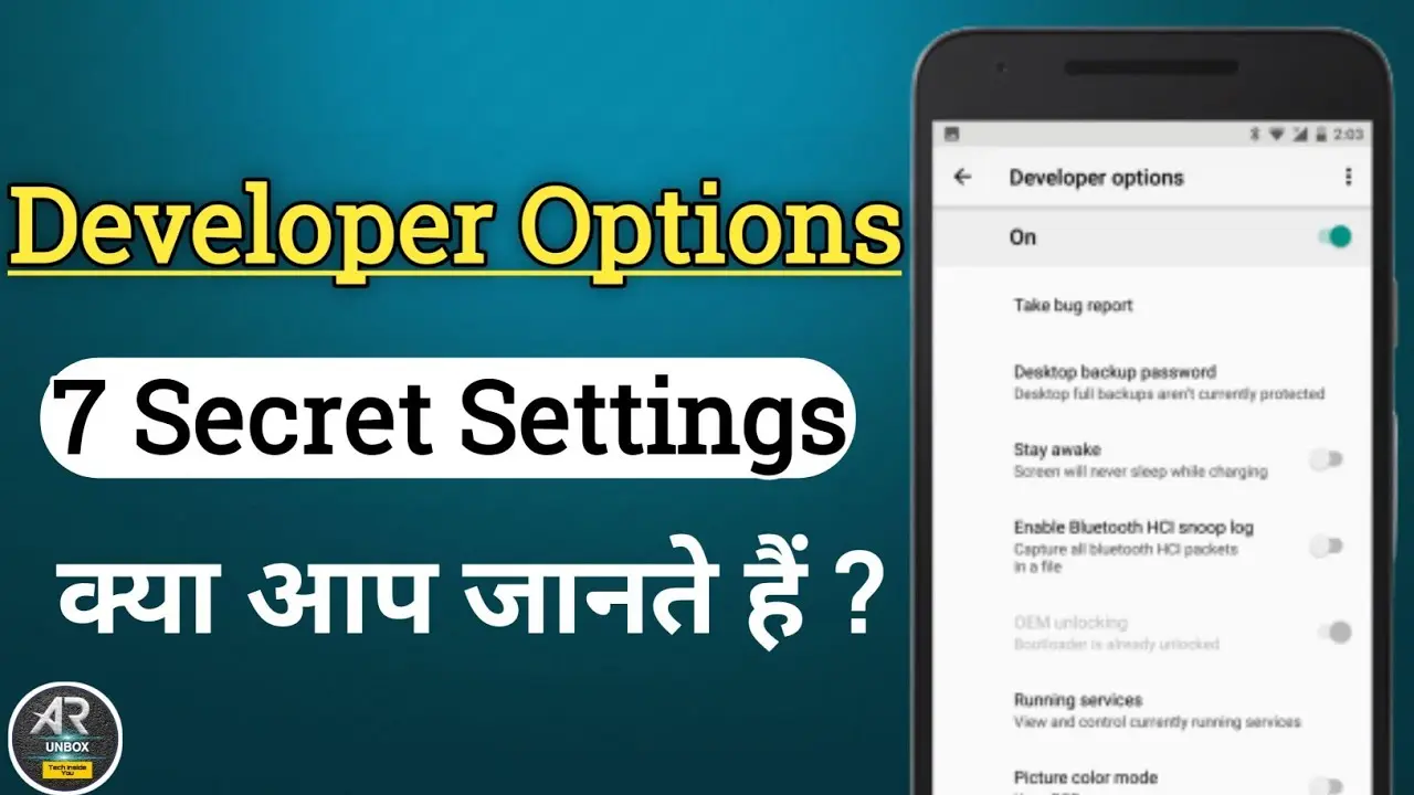 نمونه‌ای از تنظیمات شبکه و باتری در بخش Developer Options که برای کاربران پیشرفته مفید است