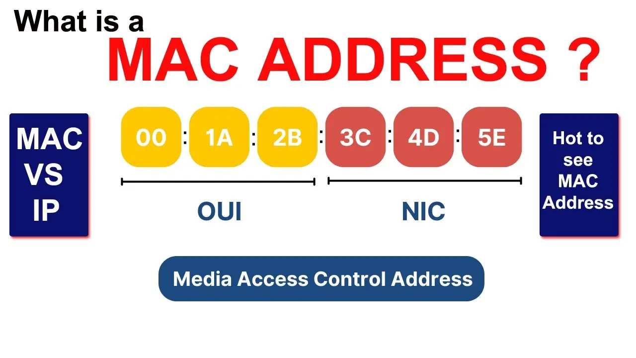 نمونه‌ای از ساختار MAC Address در یک دستگاه شبکه