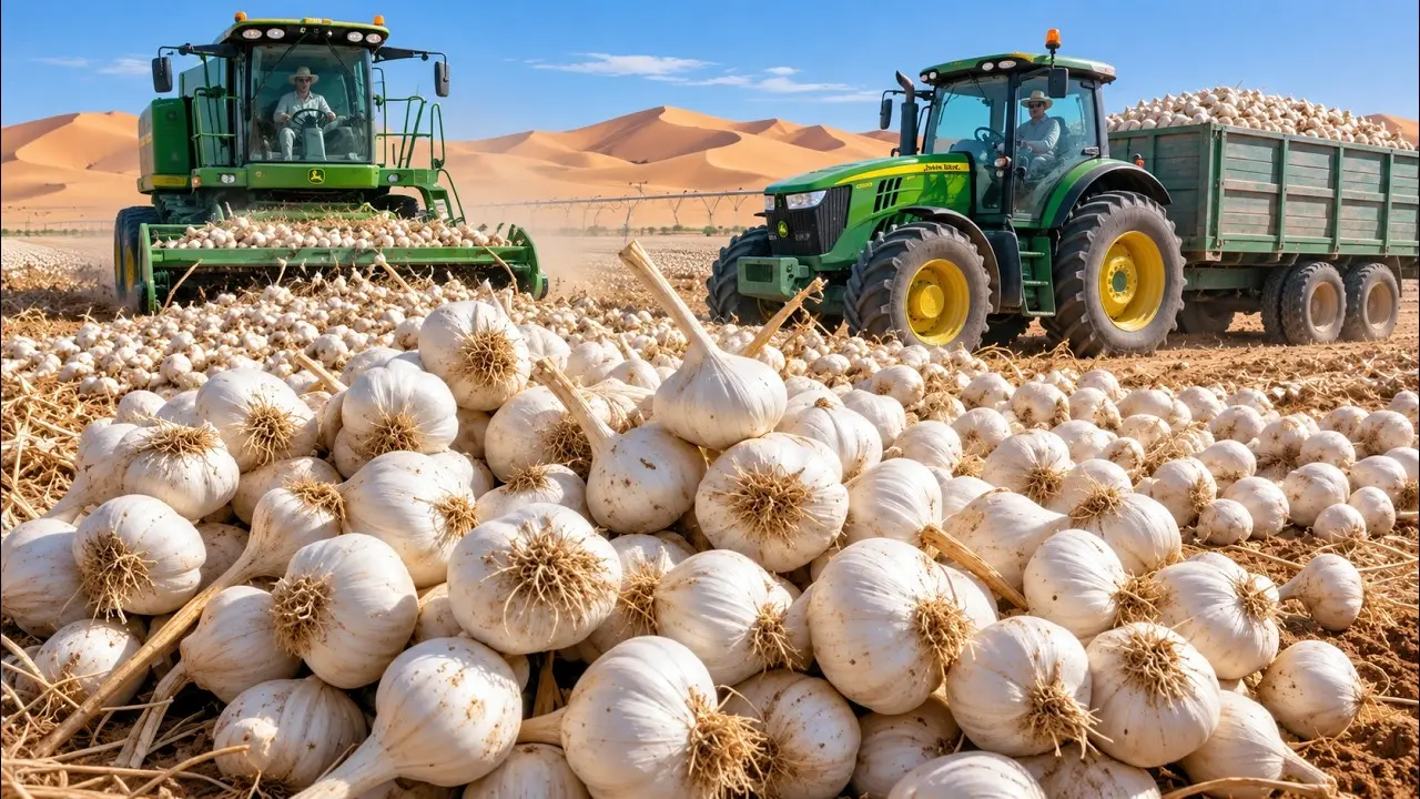 سیستم آبیاری قطرهای در یک مزرعه بیابانی