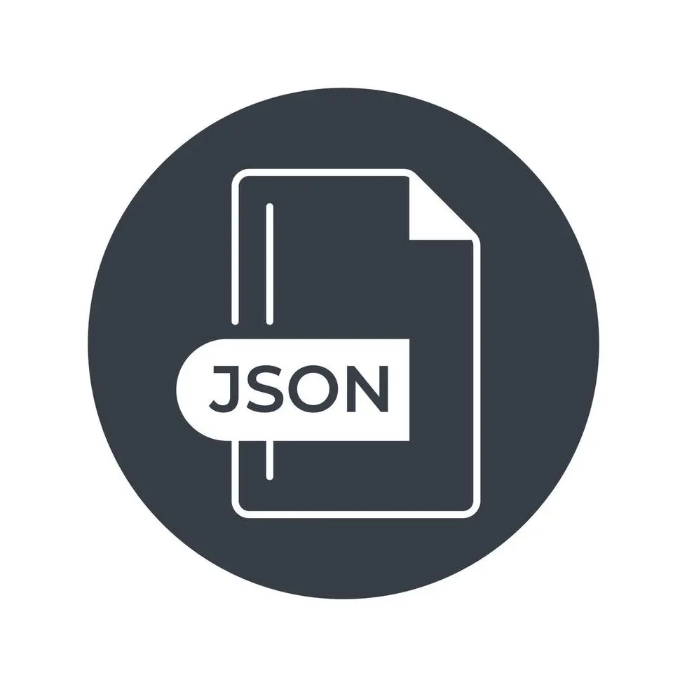 نماد فایل JSON با پسوند .json و نمادهای مرتبط با فرمت داده