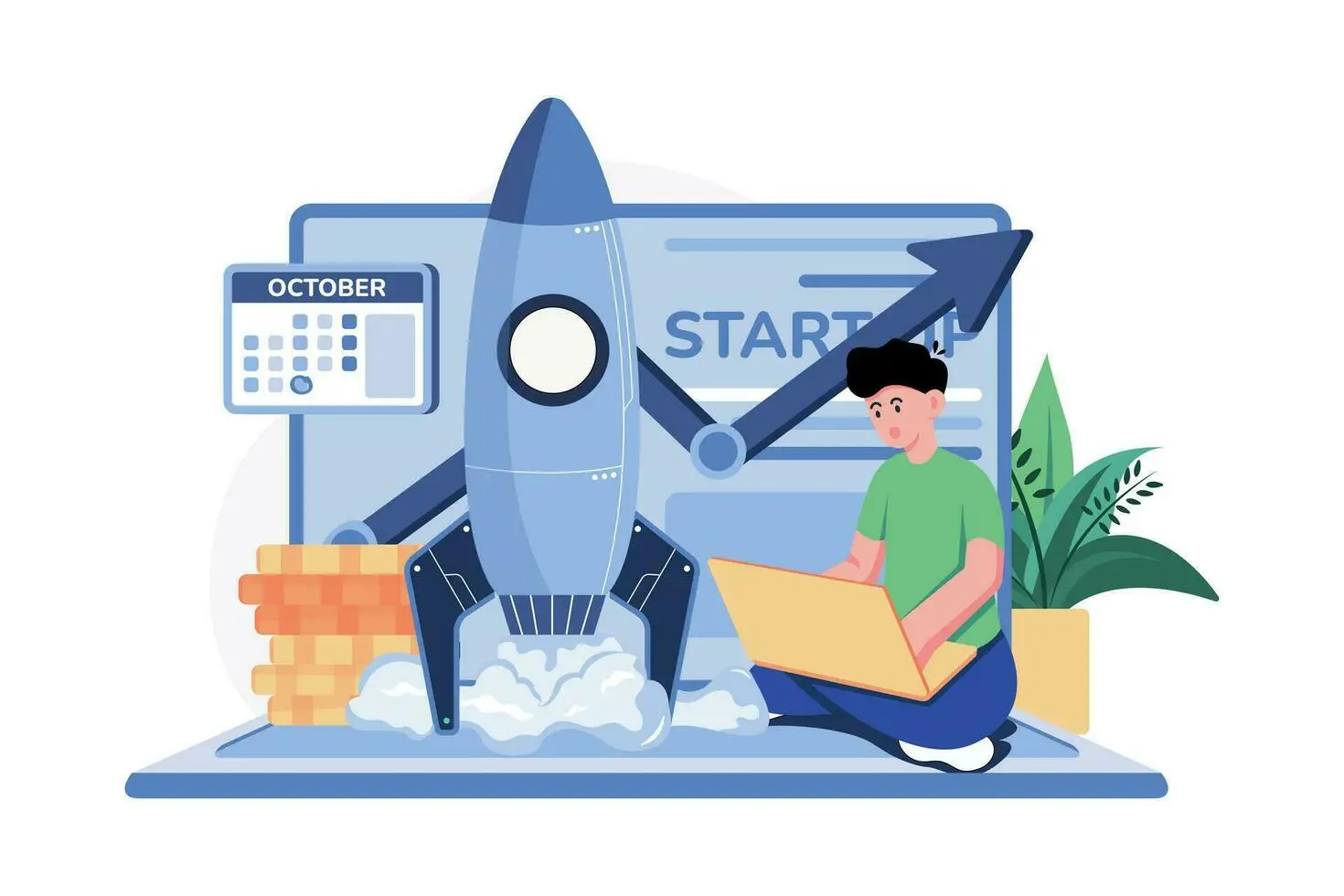 یک تصویر گرافیکی از یک کسبوکار آنلاین کوچک که در حال رشد است و محصولات خود را به مشتریان ارائه میدهد