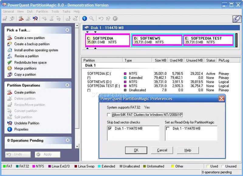 نمای گرافیکی تغییر اندازه پارتیشن با استفاده از ابزار Partition Magic