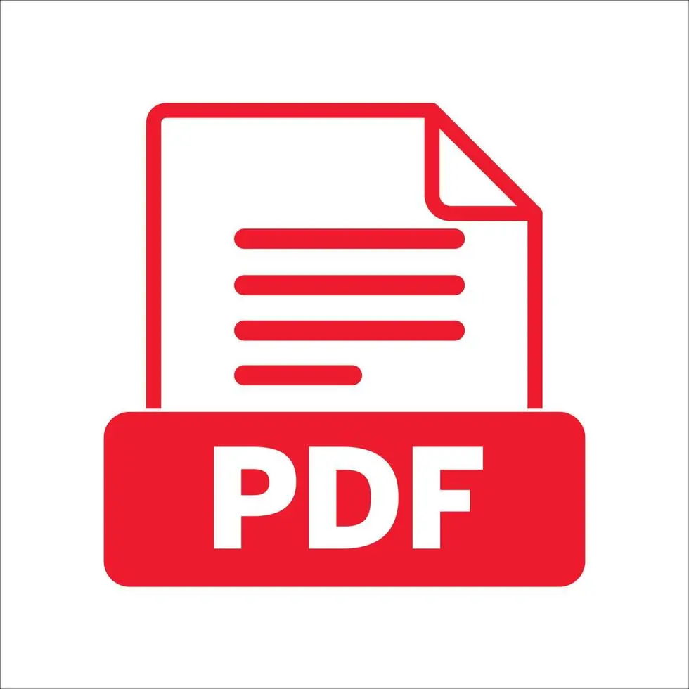 آیکون طراحی تخت PDF با نماد فایل و رنگ‌های ساده