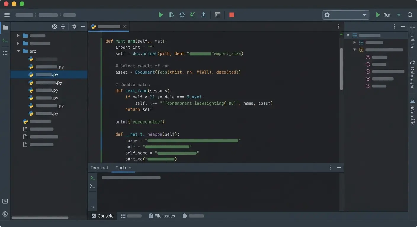 نمونهای از رابط کاربری محیط توسعه یکپارچه PyCharm برای زبان پایتون