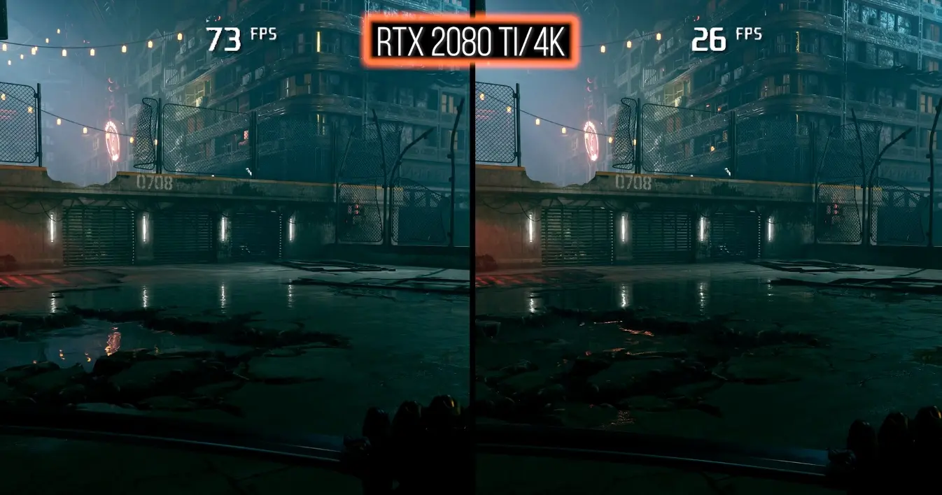 نمونه‌ای از تفاوت بین گرافیک سنتی و Ray Tracing در یک بازی، با نمایش دقیق‌تر سایه‌ها و بازتاب‌ها