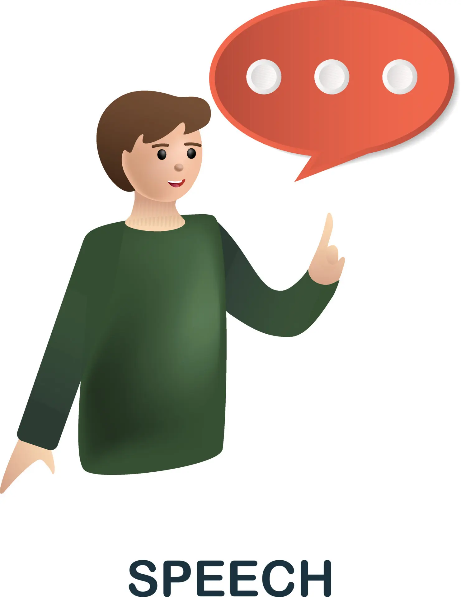 یک نماد سه‌بعدی گفتگو با شکل‌های مختلف برای نشان دادن اهمیت ارتباط و گفتگو
