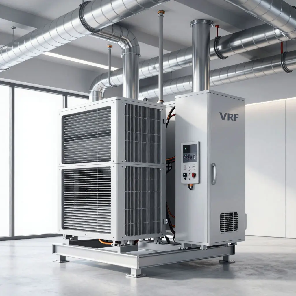 نمای کلی یک سیستم VRF با واحدهای داخلی و خارجی