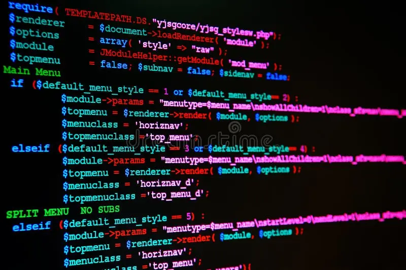 کد برنامهنویسی با زبان برنامهنویسی مختلف در صفحه سیاه