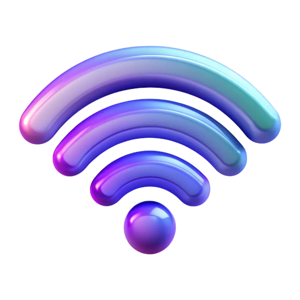 نمایی سه‌بعدی از نماد Wi-Fi که نشان‌دهنده پیشرفت‌های جدید در این فناوری است